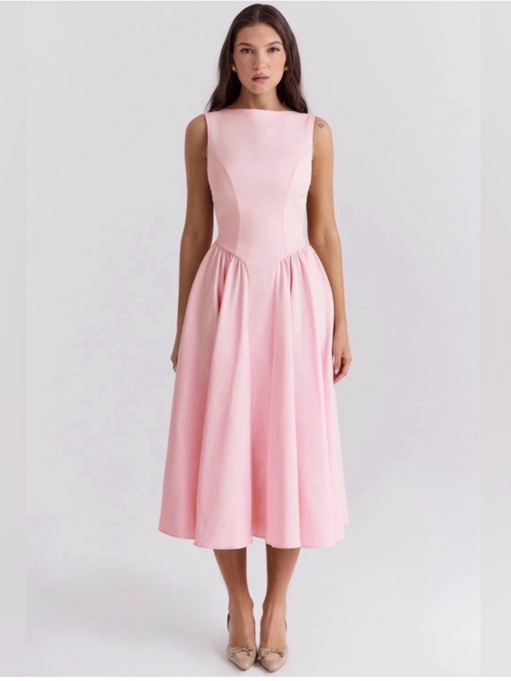 House of CB “Cindy” Blush Pink Midi A-line Dress